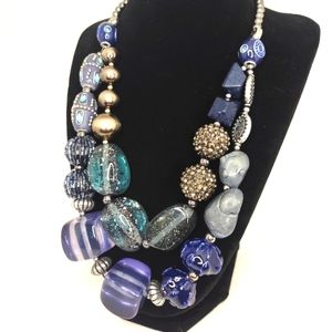 Blue chunky bead necklace